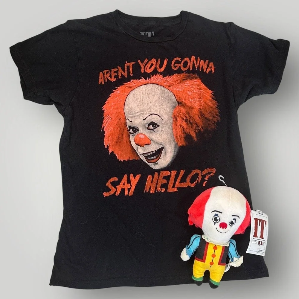 IT Movie Pennywise Youth Graphic Tee Shirt & Plush 8-inches Kidrobot Sz‎ S